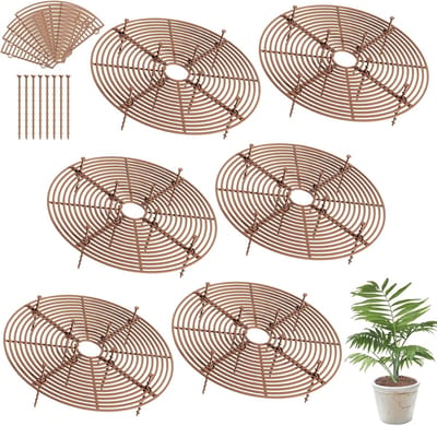 6 stuks rond plantenbeschermingsrooster, 30 cm, bloempotbescherming, katten, bloempotstandaard, bloempotafdekking, bloempot, rooster, voor kinderen en huisdieren, bruin