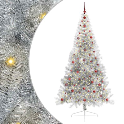 vidaXL Kunstmatig Voorverlicht Kerstboom met 300 LED Zilver 240 cm PET