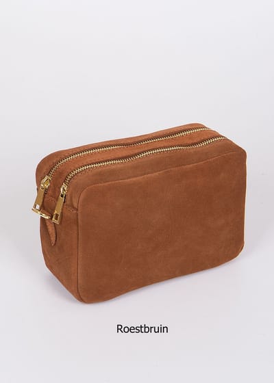 Viabologna Sabia Suède Crossbody Clutchtas Roestbruin Made in Italy