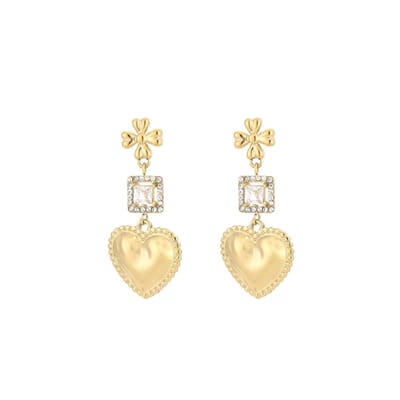 Oorbellen Luxury Strass Heart - Wit - Party - Feestdagen - Kerst