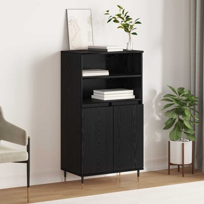 vidaXL - Highboard - Zwart - 60 - x - 36 - x - 110 - cm - Bewerkt - hout
