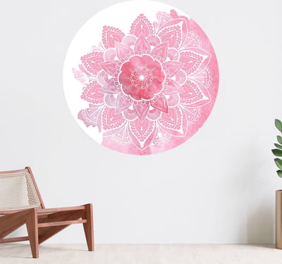 Muurcirkel zelfklevend behang - Mandala met bloemenpatroon - Wanddecoratie - 080cm behangcirkel - Ronde sticker voor aan de muur - Behangsticker verkrijgbaar in verschillende formaten