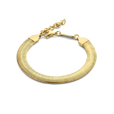 MIASOPHIA 4-MS22015 Stalen Armband Slang - 8mm Breed - 16,5+3cm Lengte - Staal - Goudkleurig