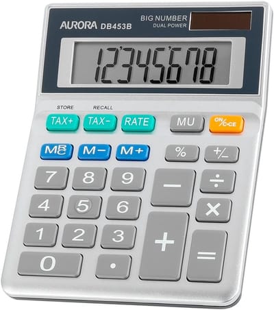 Desktop Rekenmachine - Zakelijke Calculator - Financiële Berekeningen - Regelberekeningsfunctie - 13 x 10 cm - Zilver