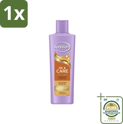 1 x Andrélon – Shampoo – Oil & Care – 250 ml- Droog Haar - Pluis - Haar Verzorging - Arganolie - Sheaboter