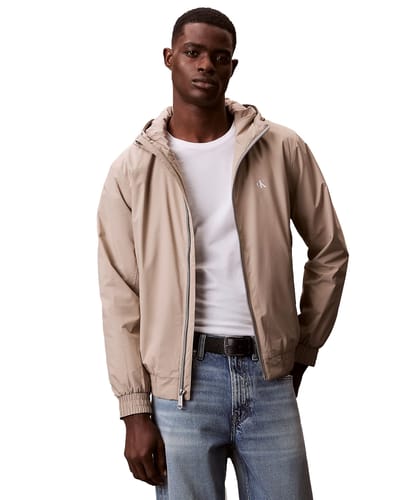Calvin Klein Long Sleeve Hooded Ripstop Harrington Vintage Khaki Size: S | Light Jackets Outlet | Heren | Beige