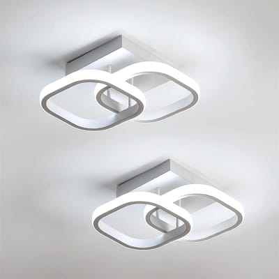 2-pack moderne LED-plafondlampen, 24W 2700LM kleine vierkante LED-plafondlamp, koelwit 6500K, binnenverlichting voor slaapkamer, woonkamer, gangpad, balkon, trap, entree