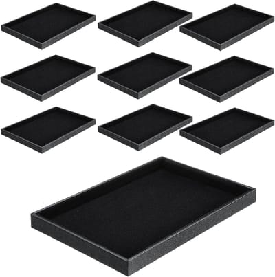 Juwelentrays Zwart - Opbergtrays Sieraden - Sieraden Organiseren - Stapelbaar Ontwerp - 35 x 24 x 3 cm - Zwart