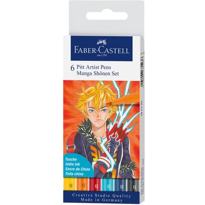 Faber-Castell tekenstift - brushpen - Pitt Artist Pen - 6-delig - Manga Shonen - FC-167157