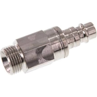 RVS 306L DN 7.2 (Euro) Luchtkoppeling Insteeknippel G 3/8 inch Buitendraad Double Shut-Off - CLP7-M-SSL-SV-P-038