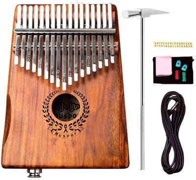 Dailygoody - Kalimba - 17-Toetsen Acacia - Elektrisch Muziekinstrument - Duimpiano met Pickup - Geschikt voor Beginners en Professionals - Ingebouwde ...