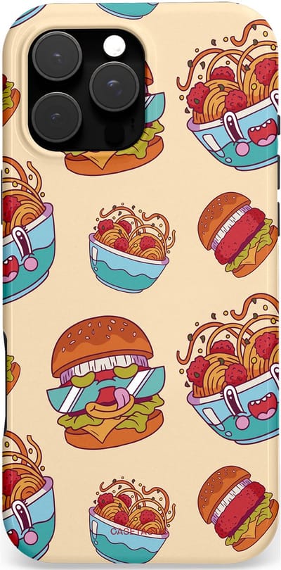 Casetastic Hoesje Geschikt voor Apple iPhone 16 Pro Max Magsafe - Stijlvolle Beschermende Duo-layer Case - Cartoon Hamburgers