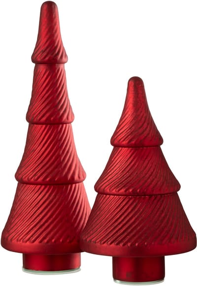J-Line decoratie Kerstboom Geoxideerd Geribbeld - glas - rood - large