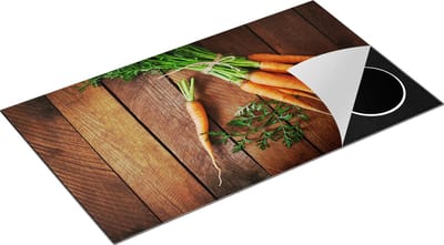 Chefcare Inductie Beschermer Wortels op Houten Planken - 90x50 cm - Afdekplaat Inductie - Kookplaat Beschermer - Inductie Mat