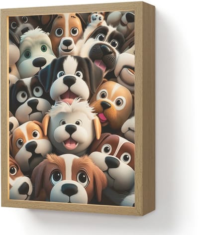 Wandlamp 30x40 cm - Oplaadbaar - Hond - Dieren - Patronen - Bruin - Meisjes - Jongens - Wandlampen binnen woonkamer - Slaapkamer lamp - Decoratieve nachtlamp - Vloerlamp draadloos