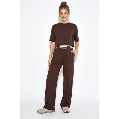 2-delige set met T-shirt met ronde hals en wijde broek