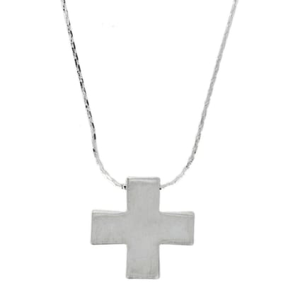 Behave - Zilverkleur ketting met mat kruisje - Minimalistische stijl