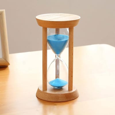 Zandloper Timer - Zandklok Hout - Tijdsmanagement - Massief Houten Frame - 30 Minuten - Blauw Zand