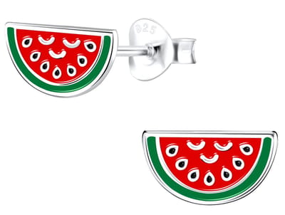 Joy|S - Zilveren meloen oorbellen - 9 x 5 mm - watermeloen