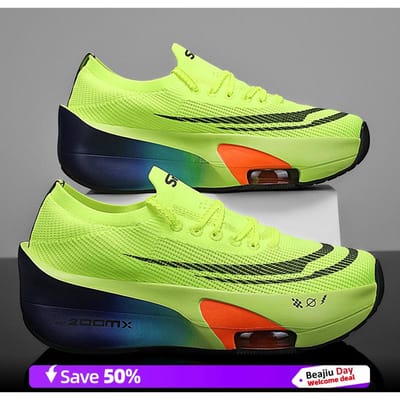 Luchtkussen Marathon Carbon Plaat Heren Sport Hardloopschoenen Ademend Lichtgewicht Dames Comfortabele Atletische Antislip Sneakers 42 yellow