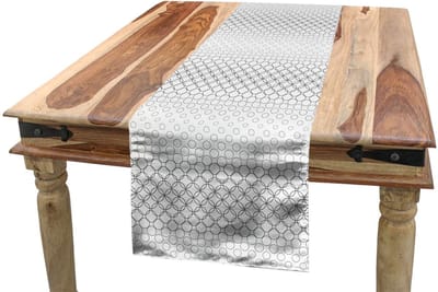 Abakuhaus Geometrische Tafelloper – 40x180 cm – Wit/Zwart, Digitaaldruk