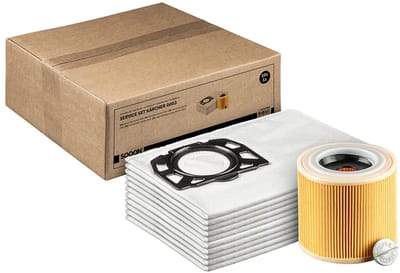 SQOON® Stofzuigerzakken + Filter Servicekit Geschikt voor Kärcher WD2 Plus & WD3 – 10x KFI357 Stofzuigerzakken + 1x Filter KFI 3310