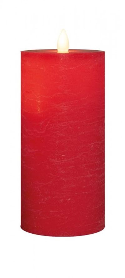 Stompkaars rustiek wax bewegende vlam 15x7,5 cm rood Anna's Collection