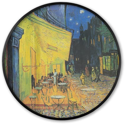 Poster in lijst Rond - Fotolijst 60x60 cm - Posters - Caféterras bij nacht - Vincent van Gogh - Ronde posterlijst zwart - Decoratie - Wanddecoratie woonkamer - Muurdecoratie slaapkamer