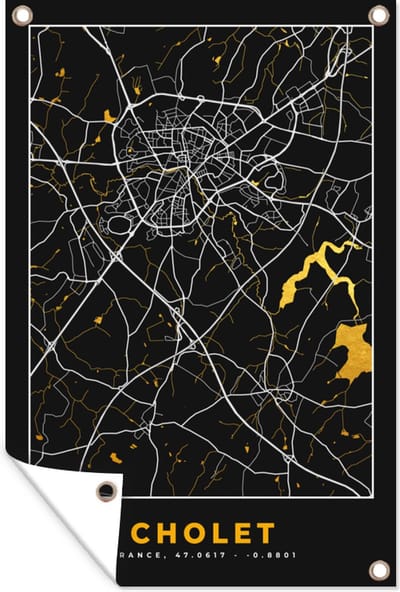 Muurdecoratie Stadskaart – Cholet - Plattegrond – Kaart – Frankrijk - 120x180 cm - Tuinposter - Tuindoek