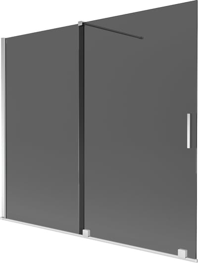 Mexen Velar badwand 2-delig schuifbaar 180 x 150 , grafiet, chroom - 896-180-000-41-01