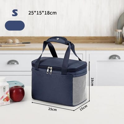 Grand sac à déjeuner isotherme thermique, sac isotherme Portable, boîte de rangement des aliments pour pique-nique pour enfants et adultes S bleu foncé