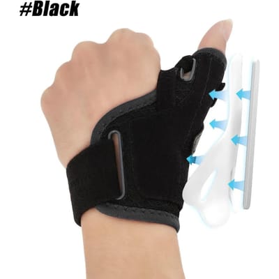 Attelle stabilisatrice réversible pour pouce et poignet Pour pouce de Blackberry, doigt gâchette, douleur, arthrite, tendinite Soulagement noir
