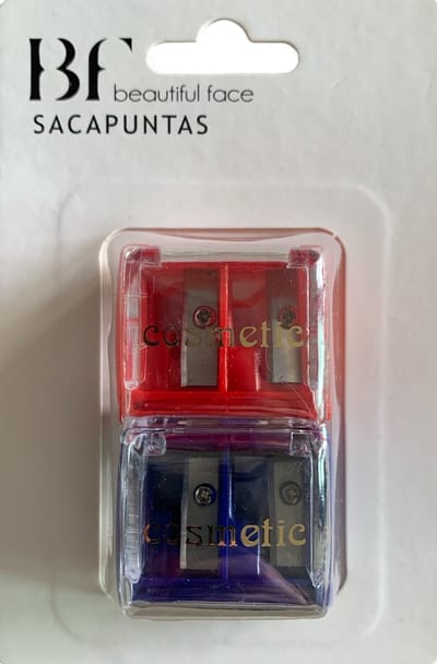 Beautiful Face - 2 Stuks Duo Puntenslijper/Sharpener - Rood en Blauw - 2 stuks in 1 blisterverpakking