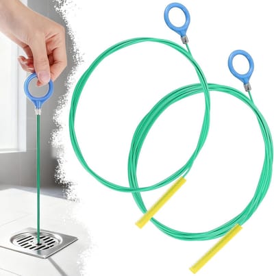Set van 2 groene spiralen voor het reinigen van afvoeren - 90cm en 130cm, effectief en duurzaam voor verstoppingen