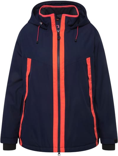 Ulla Popken - Dames - HYPRAR functionele jas waterdicht duimgat capuchon - Marine - Maat 42+