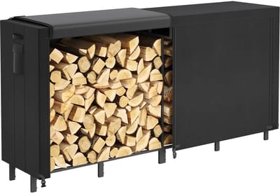 Allecto - Houten Opbergkist - Brandhout Opbergkist - Waterdicht Deksel - Zwart - Tuinmeubel - Geschikt voor Binnen en Buiten - 244 x 122 x 58,5 cm