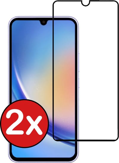 Screenprotector - 2 Stuks - Geschikt voor Samsung Galaxy A34 - Full Cover - Beschermglas - Gehard Glas - Tempered Glass - Screen Protector