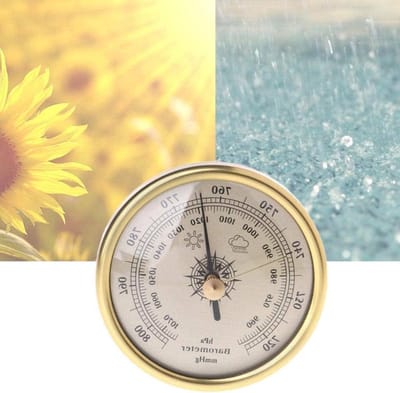 Glazen Weerstation - Analoge Barometer - Weer Voorspellen - Drie-in-één Instrument - 72 x 27 cm - Goudkleurig