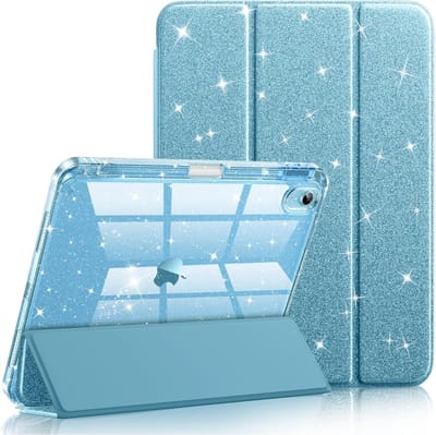 Sounix Tablet hoes Geschikt voor Apple iPad 11 (2025) A16 / Apple iPad 10.9 (2022) - Hoesje met Pencil Houder Uitsparing - Wit ijsblauw