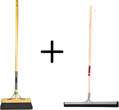 Synx Tools Paardenhaar 29cm + Vloertrekker 45cm met Steel 150cm - Kamerveger – Vloerreiniger – Moppen – Zachte binnenbezem met steel 120cm