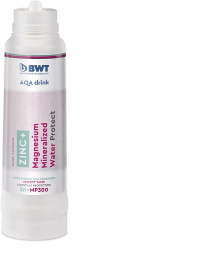 BWT AQA drink ZINC + MP300 | Filterpatroon | voor zuiver en fris drinkwater | Vermindert chloor, kalk en zware metalen | Eenvoudig te vervangen | Langdurige filterprestatie | Compatibel met BWT AQA drink Pure systemen