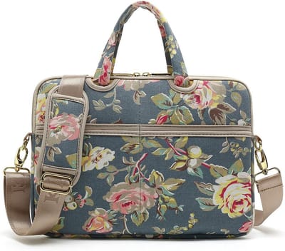 Laptoptas Canvas - Schoudertas Tas - Veilig Vervoer - Schokabsorberende Voering - 35.5 x 26 x 4 cm - Blauw