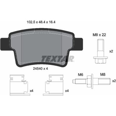 Remblokset TEXTAR 2454001, achter