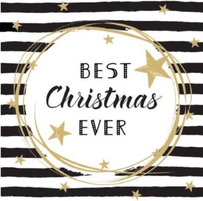 20x stuks kerst thema tafel servetten Best Christmas Ever 33 x 33 cm - Kerstdiner servetjes