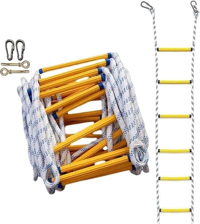 Touwladder - Noodladder Veiligheid - Snelle Ontsnapping - Hars & Nylon - 8 Meter - Zwart