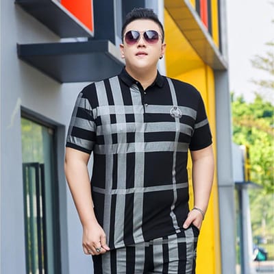 Dikke Heren Dikke Plus Size Zomer Polo Shirt met Korte Mouwen Middelbare Leeftijd Business Casual Dikke Man Revers Katoenen T-shirt 5XL 7XL gray