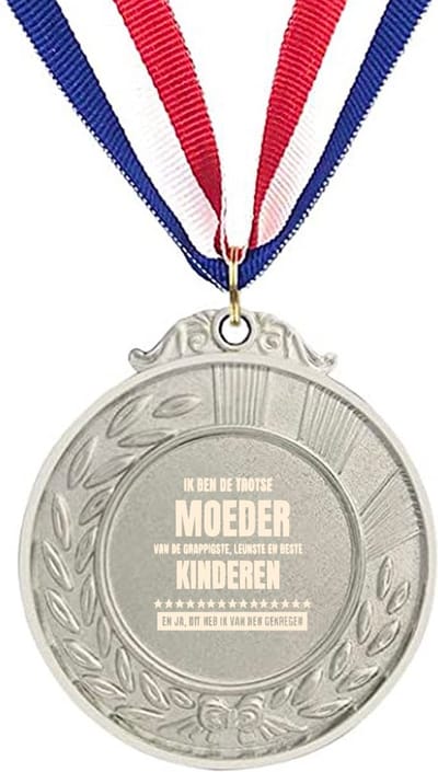 Akyol - ik ben de trotse moeder van de grappigste en leukste en beste kinderen medaille zilverkleuring - Mandala - familie - cadeau