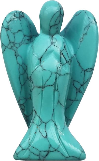 SnelShoppen - Handgesneden Groene Howlite-Turkse Bewaker Engel Standbeeld 5 cm - Genezing Kristal Zak Figuren Decoratie voor Thuis, Feest en Meditatie