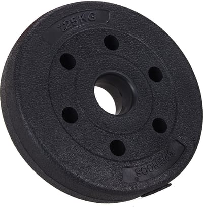 Springos Halterschijf - Halterschijven - Bitumen - Gewichten - 1 x 1.25 kg - Kunststof - Zwart