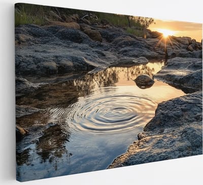 Saammp Canvas Schilderij - Natuur - Winter - Besneeuwde brug - landschappen - 30x20 - Foto op canvas - Wanddecoratie - Muurdecoratie Woonkamer - Slaapkamer decoratie - Canvas Print